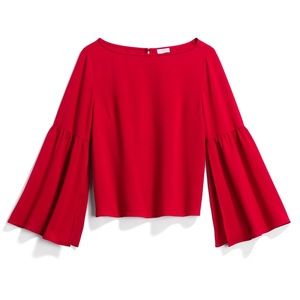 *NWOT Red Bell Sleeve Lightweight Top